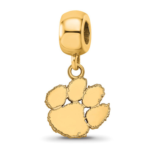 Gold Plated Sterling Silver Clemson University Small Dangle Bead by LogoArt