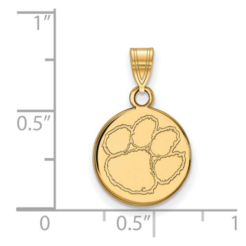 Image of Gold Plated Sterling Silver Clemson University Small Disc Pendant by LogoArt
