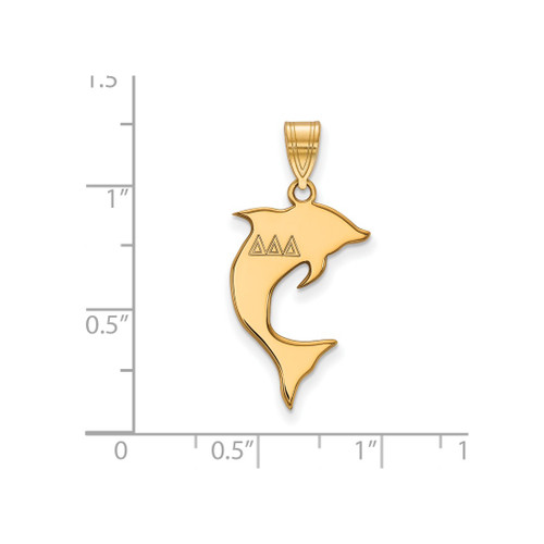 Gold Plated Sterling Silver Delta Delta Delta Medium Pendant by LogoArt GP036DDD
