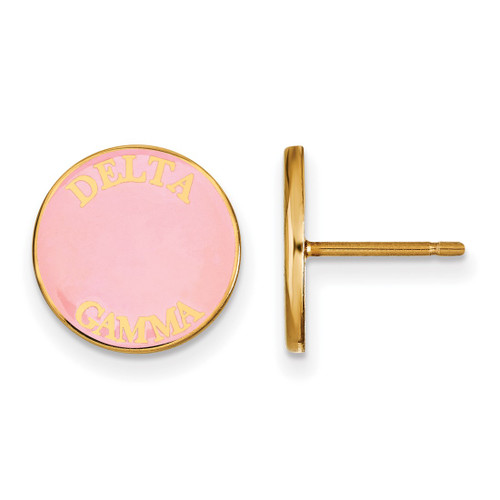 Gold Plated Sterling Silver Delta Gamma Enamel Post Earrings by LogoArt GP019DG