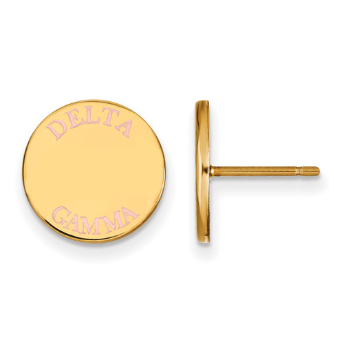 Gold Plated Sterling Silver Delta Gamma Enamel Post Earrings by LogoArt GP020DG