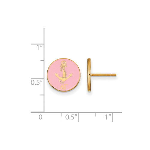 Gold Plated Sterling Silver Delta Gamma Enamel Post Earrings by LogoArt GP046DG