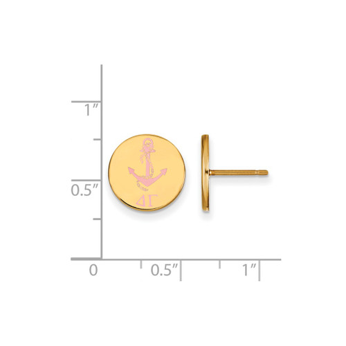 Gold Plated Sterling Silver Delta Gamma Enamel Post Earrings by LogoArt GP047DG