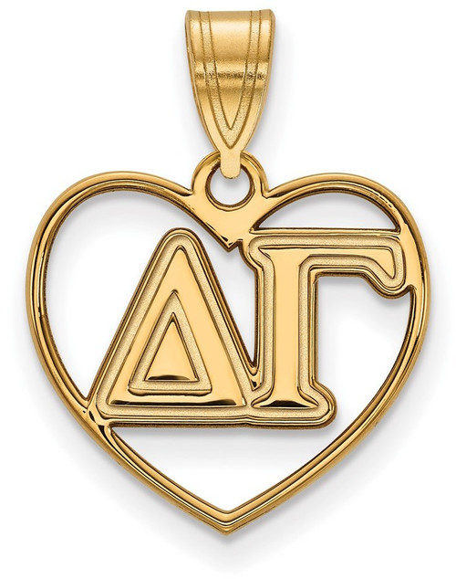 Gold Plated Sterling Silver Delta Gamma Heart Pendant by LogoArt (GP008DG)