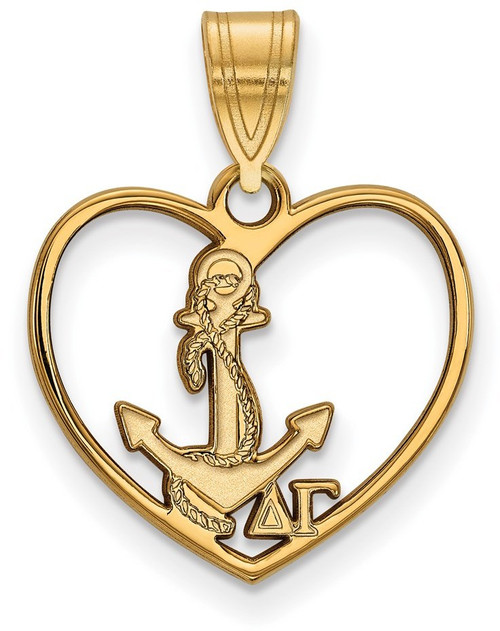 Gold Plated Sterling Silver Delta Gamma Heart Pendant by LogoArt (GP040DG)