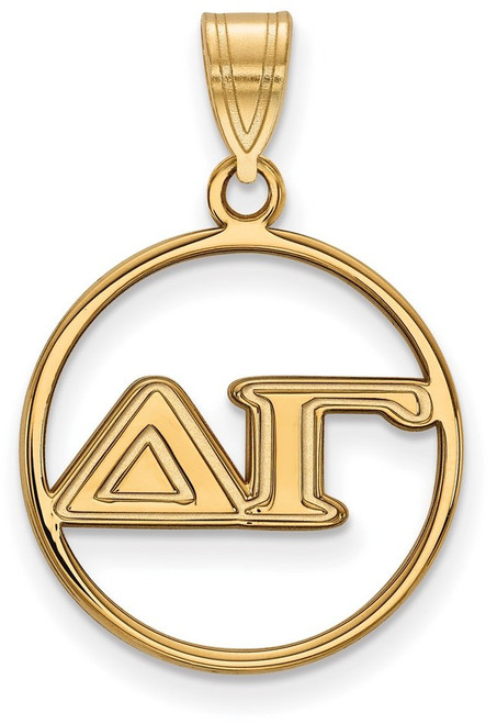 Gold Plated Sterling Silver Delta Gamma Small Circle Pendant by LogoArt GP011DG