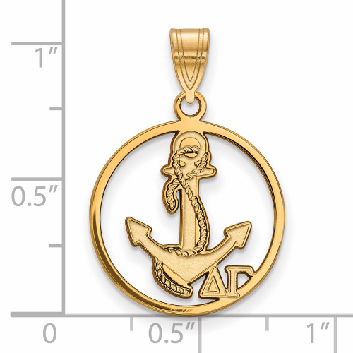 Gold Plated Sterling Silver Delta Gamma Small Circle Pendant by LogoArt GP041DG