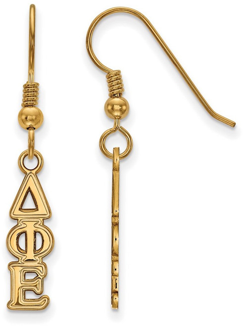 Gold Plated Sterling Silver Delta Phi Epsilon Small Dangle Earrings by LogoArt