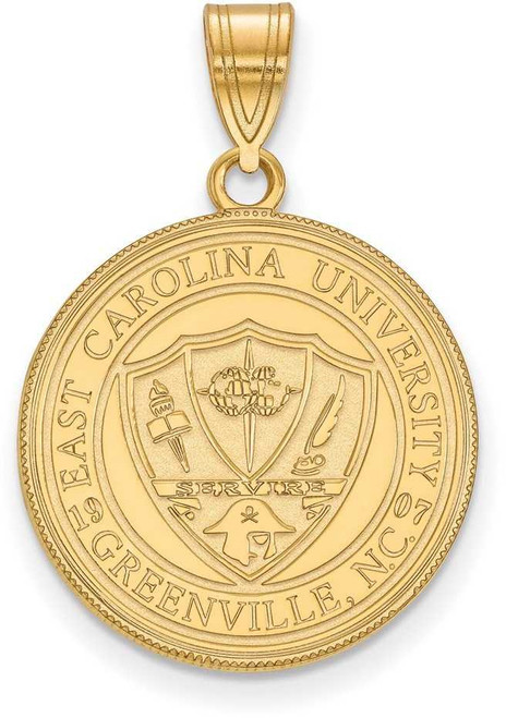 Image of Gold Plated Sterling Silver East Carolina University Lg Pendant LogoArt GP054ECU