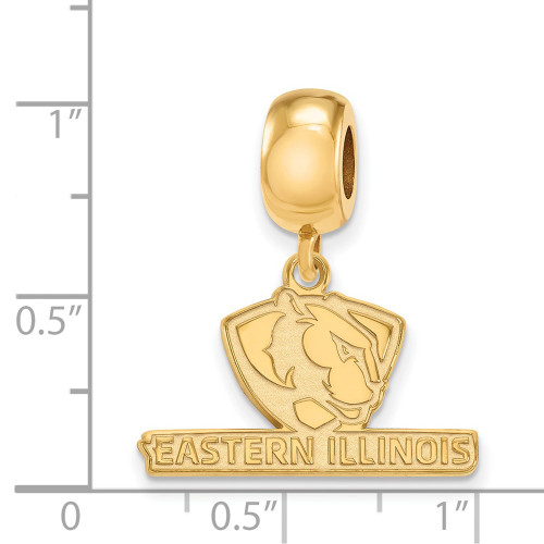 Gold Plated Sterling Silver Eastern Illinois U Small Dangle Bead by LogoArt