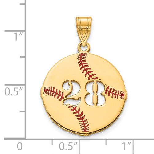 Image of Gold Plated Sterling Silver Epoxied Baseball Pendant with Number
