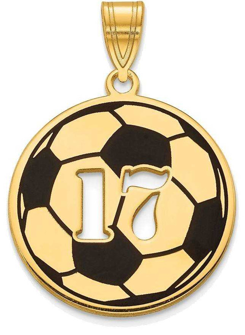 Image of Gold Plated Sterling Silver Epoxied Soccer Ball Pendant with Number
