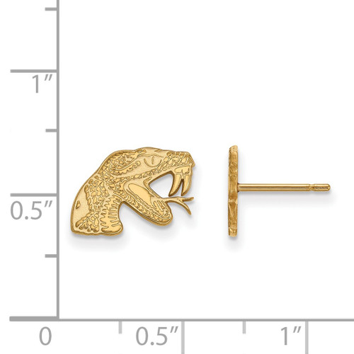 Gold Plated Sterling Silver Florida A&M University X-Small Post LogoArt Earrings