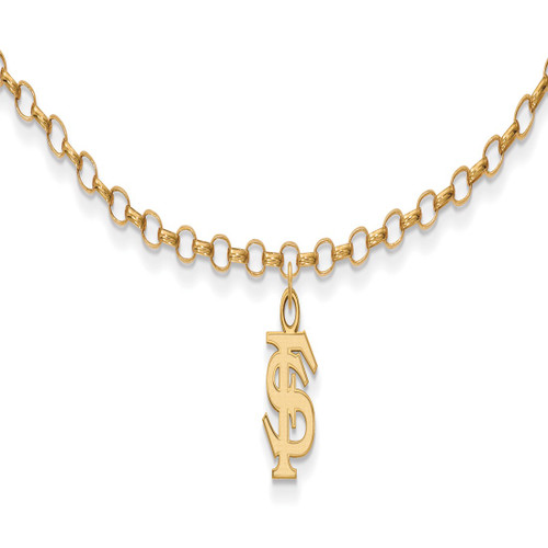 Gold Plated Sterling Silver Florida State University Anklet by LogoArt