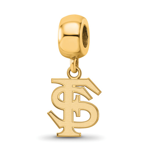 Image of Gold Plated Sterling Silver Florida State University Small Bead LogoArt GP036FSU
