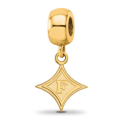 Gold Plated Sterling Silver Furman University Small Dangle Bead by LogoArt