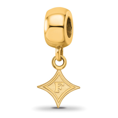 Gold Plated Sterling Silver Furman University X-Small Dangle Bead LogoArt Charm
