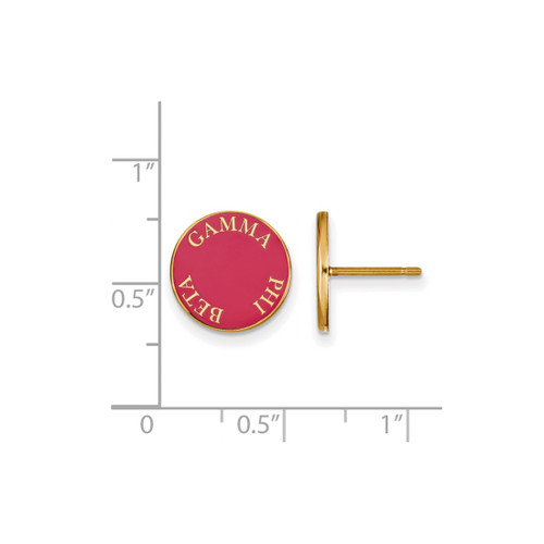 Gold Plated Sterling Silver Gamma Phi Beta Enamel Post Earrings LogoArt GP019GPB
