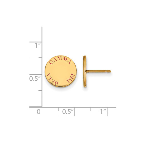Gold Plated Sterling Silver Gamma Phi Beta Enamel Post Earrings LogoArt GP020GPB
