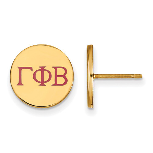 Gold Plated Sterling Silver Gamma Phi Beta Enamel Post Earrings LogoArt GP032GPB
