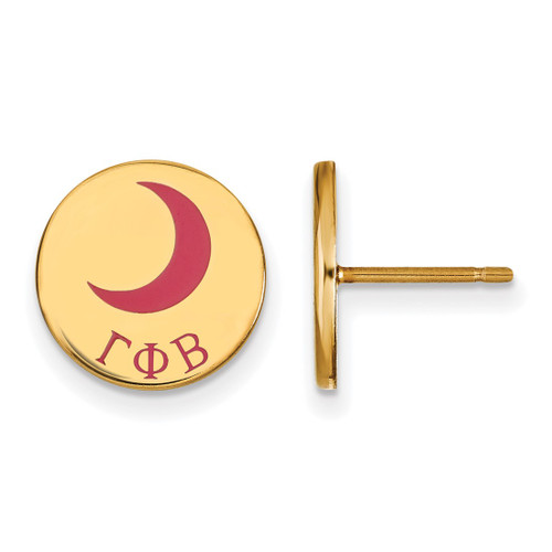 Gold Plated Sterling Silver Gamma Phi Beta Enamel Post Earrings LogoArt GP047GPB