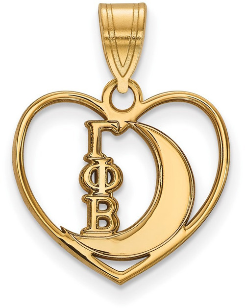 Gold Plated Sterling Silver Gamma Phi Beta Heart Pendant by LogoArt (GP040GPB)