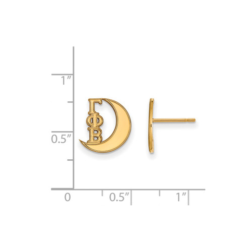 Gold Plated Sterling Silver Gamma Phi Beta XSmall Post Earrings LogoArt GP038GPB