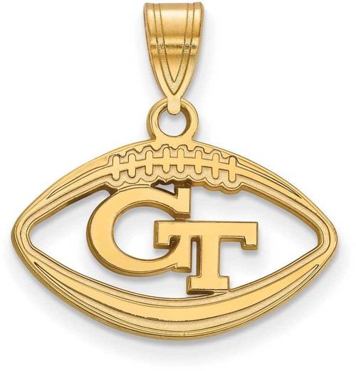 Image of Gold Plated Sterling Silver Georgia Institute of Tech Pendant Football LogoArt