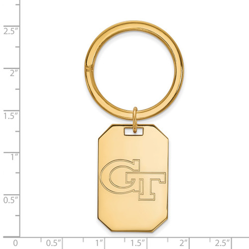 Gold Plated Sterling Silver Georgia Institute of Technology Key Chain by LogoArt