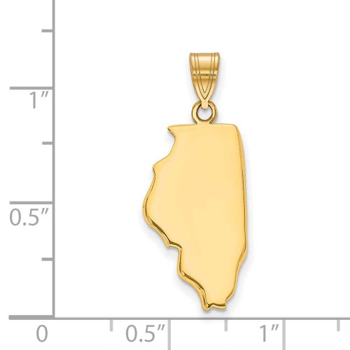 Image of Gold Plated Sterling Silver Illinois IL State Pendant