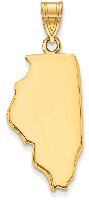 Image of Gold Plated Sterling Silver Illinois IL State Pendant
