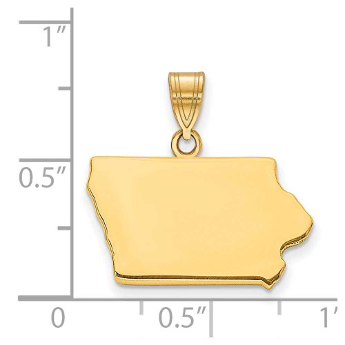 Image of Gold Plated Sterling Silver Iowa IA State Pendant