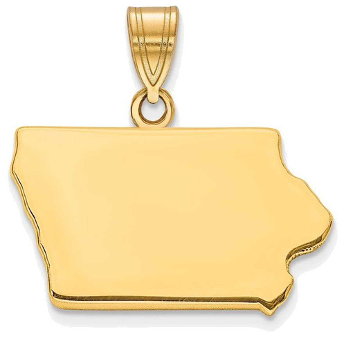 Image of Gold Plated Sterling Silver Iowa IA State Pendant