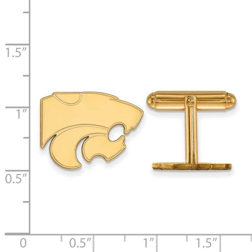 Image of Gold Plated Sterling Silver Kansas State University Cuff Links LogoArt GP012KSU