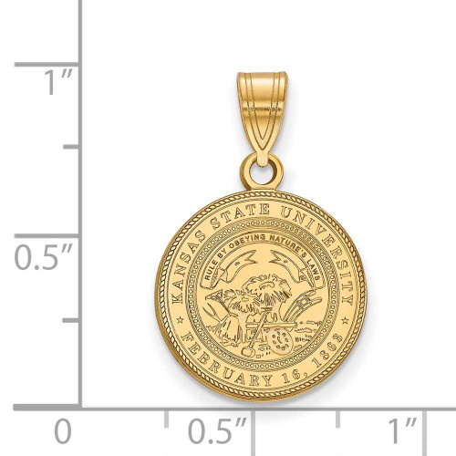 Image of Gold Plated Sterling Silver Kansas State University Medium Crest LogoArt Pendant
