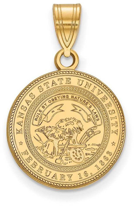 Image of Gold Plated Sterling Silver Kansas State University Medium Crest LogoArt Pendant