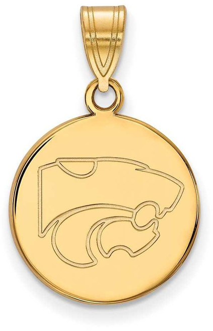 Image of Gold Plated Sterling Silver Kansas State University Medium Disc LogoArt Pendant