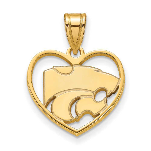 Image of Gold Plated Sterling Silver Kansas State University Pendant in Heart by LogoArt