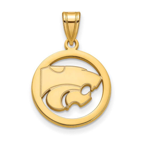 Image of Gold Plated Sterling Silver Kansas State University Small Pendant Circle LogoArt