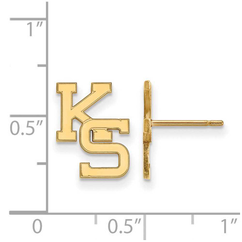 Image of Gold Plated Sterling Silver Kansas State University Small Post LogoArt Earrings