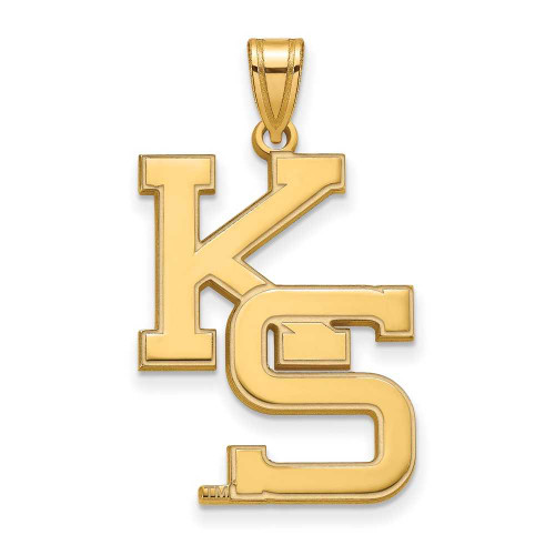 Image of Gold Plated Sterling Silver Kansas State University XL Pendant LogoArt GP047KSU