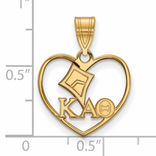 Image of Gold Plated Sterling Silver Kappa Alpha Theta Heart Pendant by LogoArt GP040KAT