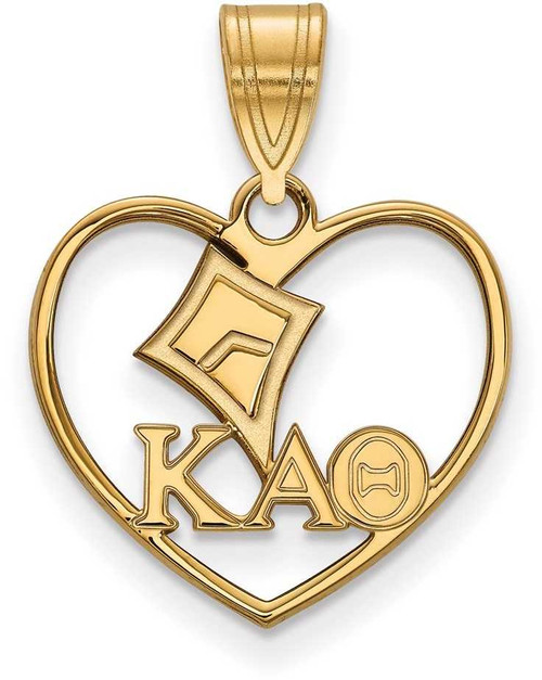 Image of Gold Plated Sterling Silver Kappa Alpha Theta Heart Pendant by LogoArt GP040KAT