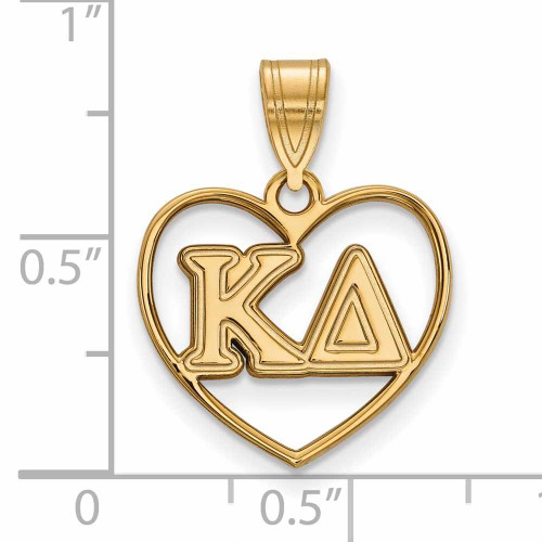 Image of Gold Plated Sterling Silver Kappa Delta Heart Pendant by LogoArt (GP008KD)