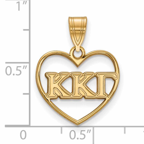 Image of Gold Plated Sterling Silver Kappa Kappa Gamma Heart Pendant by LogoArt GP008KKG