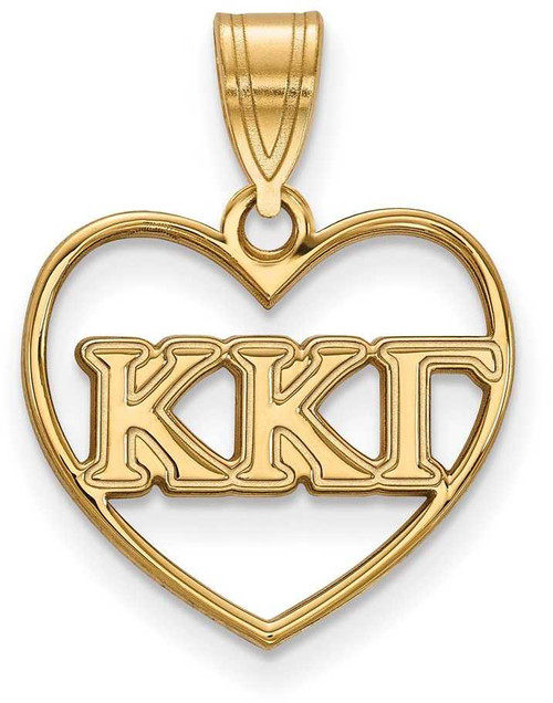 Image of Gold Plated Sterling Silver Kappa Kappa Gamma Heart Pendant by LogoArt GP008KKG