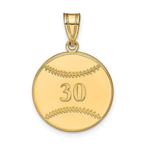 Image of Gold Plated Sterling Silver Lasered Baseball Number And Name Pendant