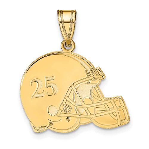 Image of Gold Plated Sterling Silver Lasered Football Helmet Number And Name Pendant