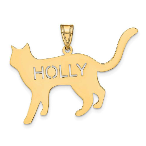 Image of Gold Plated Sterling Silver Lasered Polished Cat Name Pendant