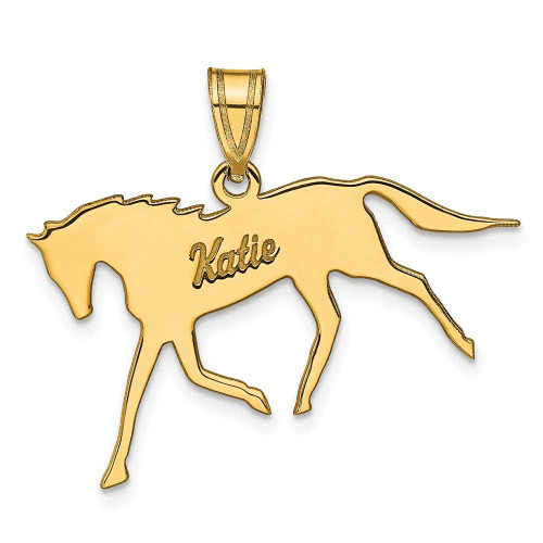 Image of Gold Plated Sterling Silver Lasered Polished Horse Name Pendant